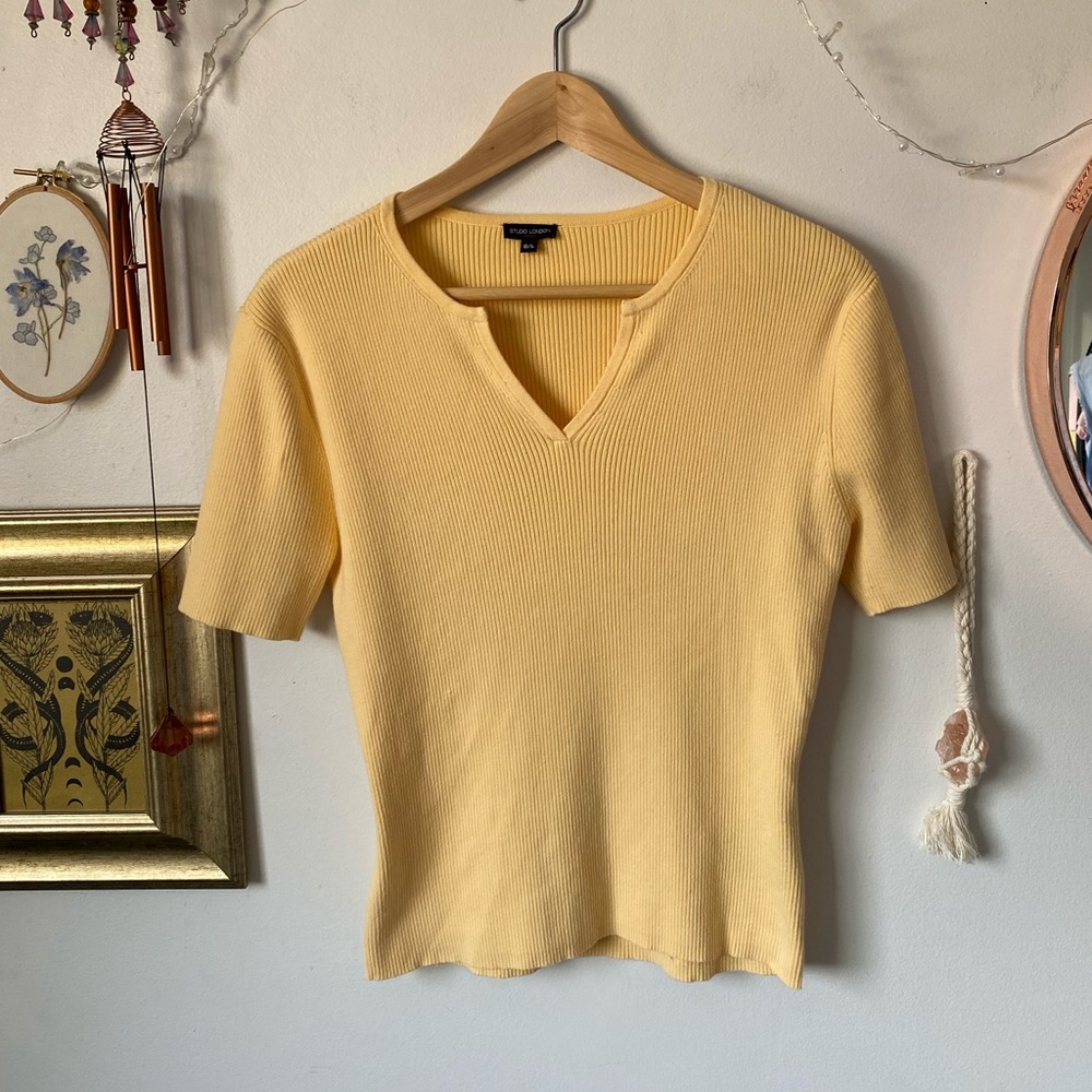 Ribbed pastel mini v neck